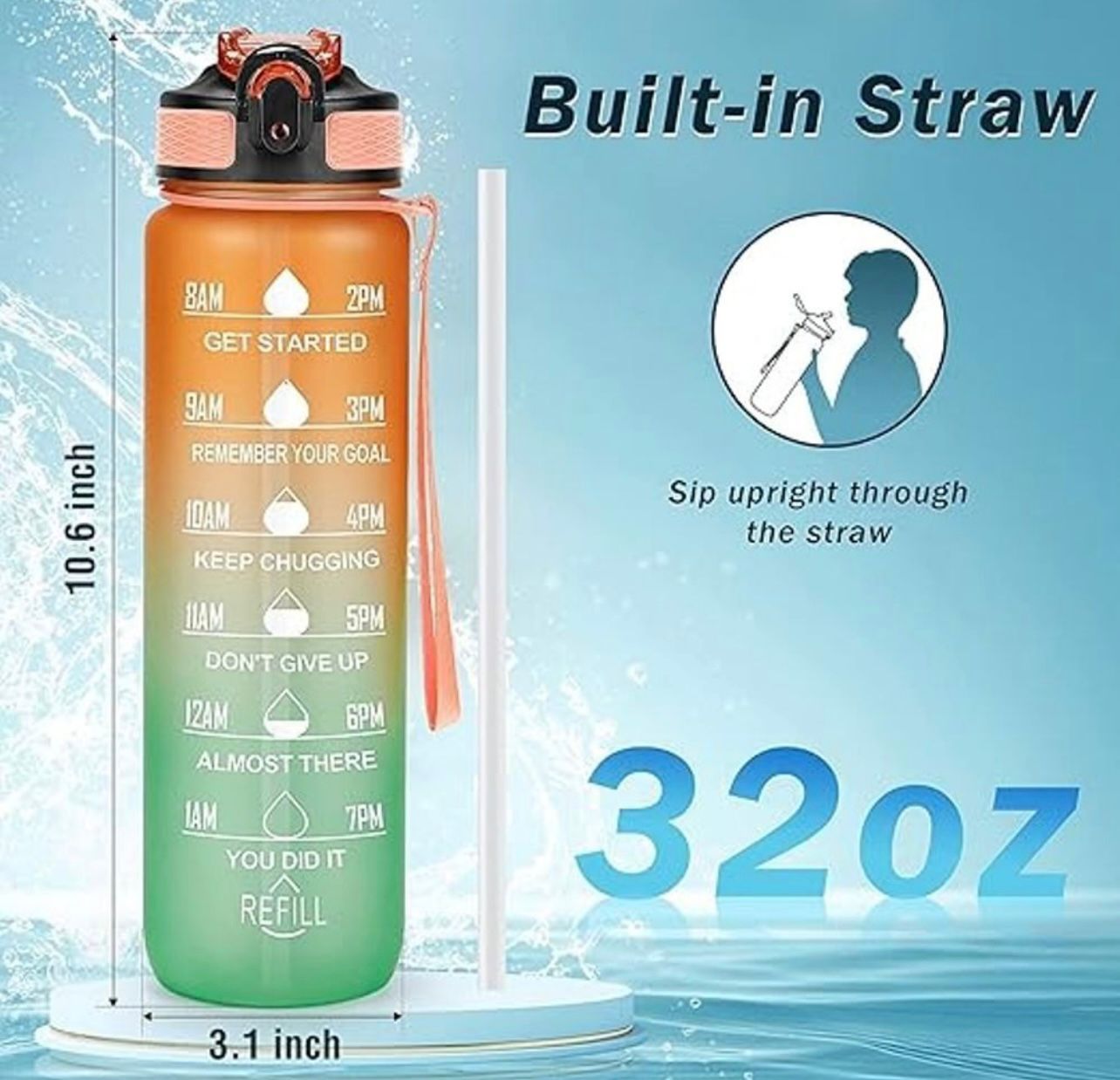 1L Motivation Water Bottle