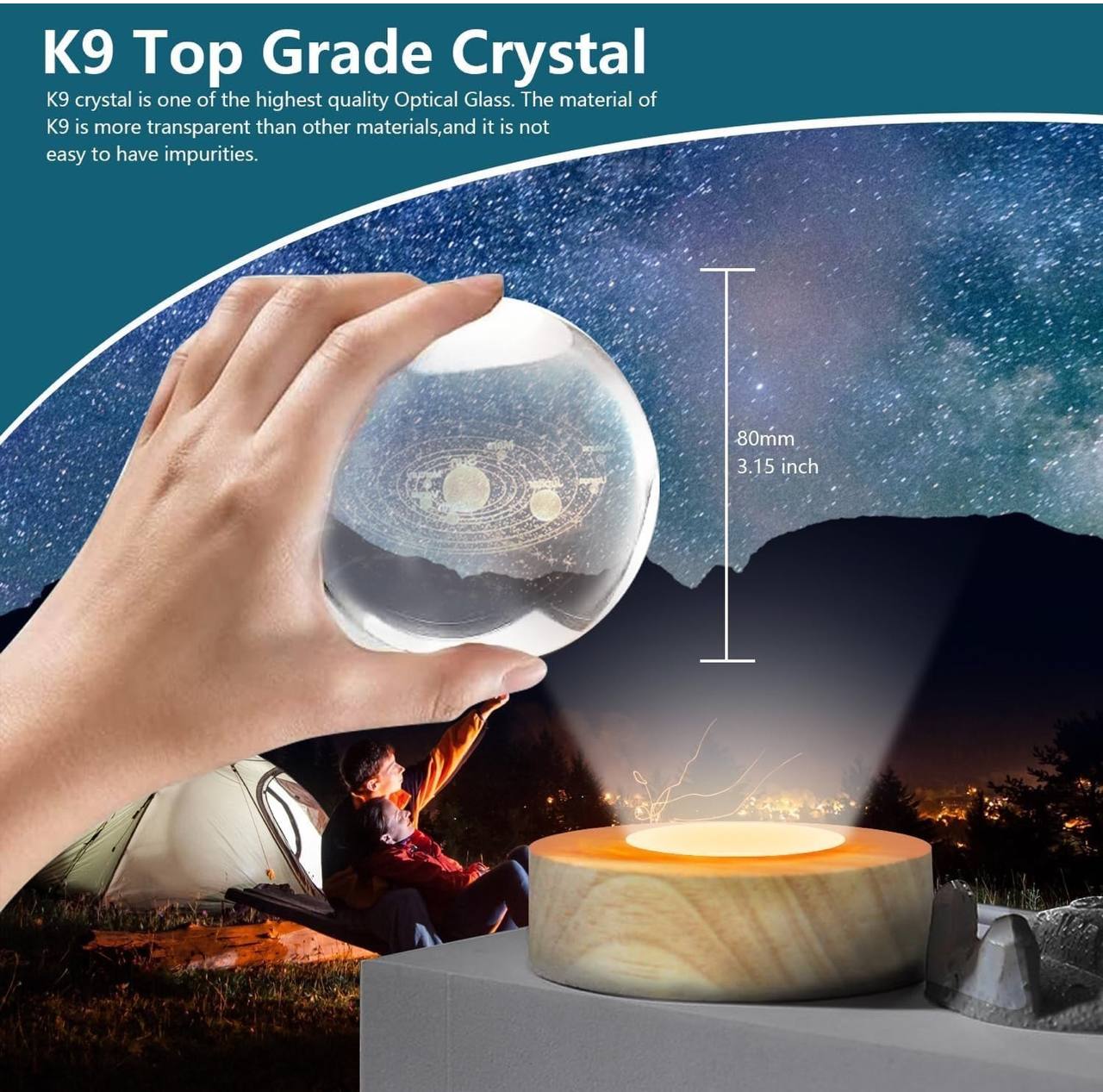 3D Galaxy Crystal ball light